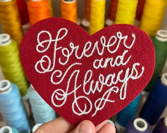Forever and Always Heart Patch -  Embroidered Chainstitch Patch