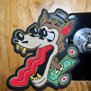 Ace of Spades Cartoon Eyes Wolf-patch, rugpatches voor jassen, grote patch spijkerjasje