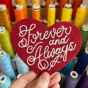Custom Cursive Script Heart Patch -  Embroidered Chainstitch Patch