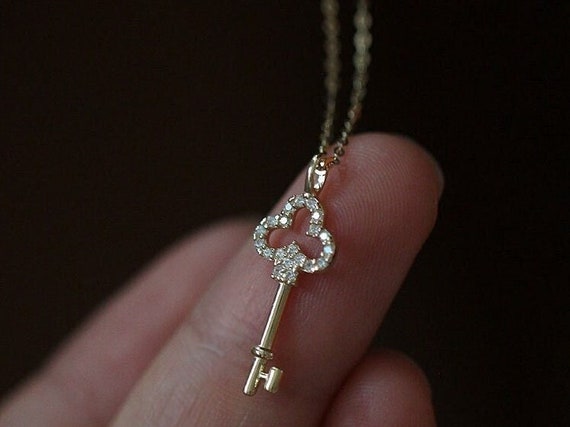 9K Solid Gold Key Pendant 9K Real Gold 