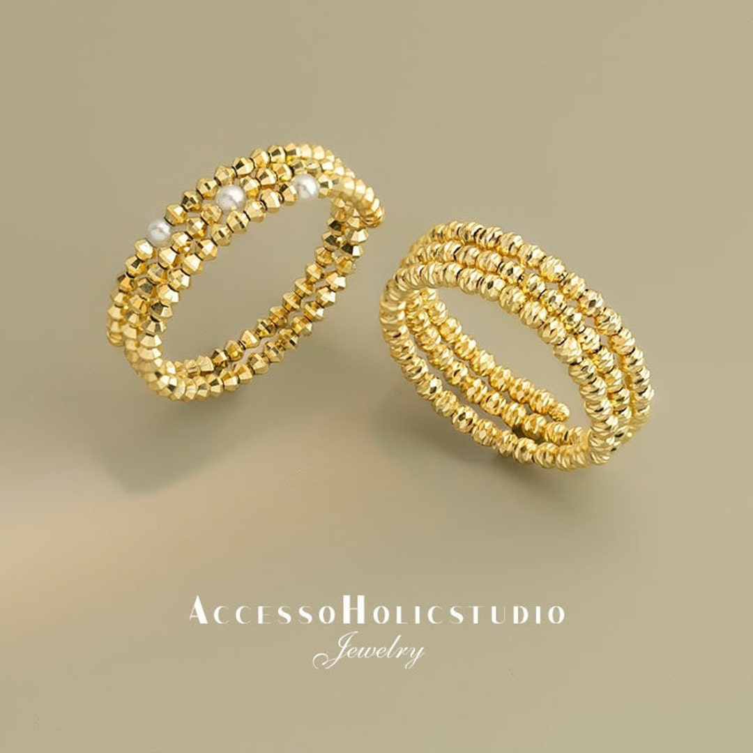 18K Solid Gold Statement Ring 18K Solid Gold Pearl Ring 18K Etsy