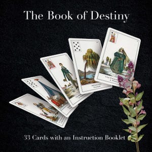 Cartas de adivinhação do Livro do Destino, francês antigo, B.P. Grimaud, rara cartomancia do século XVIII, obra de arte colecionável