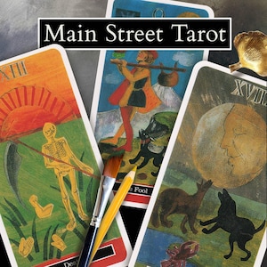 Main Street Tarot Deck, Jacqui Mair British Artist, Zeldzame, Hedendaagse Stedelijke Kunst, Verzamelbare Waarzegkaarten, Vintage Cartomancy