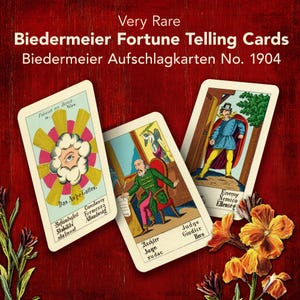 Sehr seltene Piatnik Biedermeier Wahrsagekarten (Biedermeier Aufschlagkarten Nr. 1904), Österreich 1986 (Mehrsprachig) Antique Orakel Deck