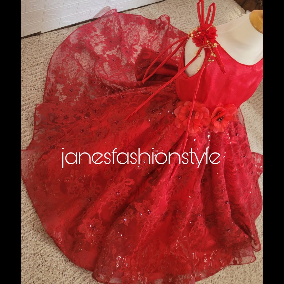 Red Dress for Girls, Birthday Dress, Red Lace Gown Etsy — free download