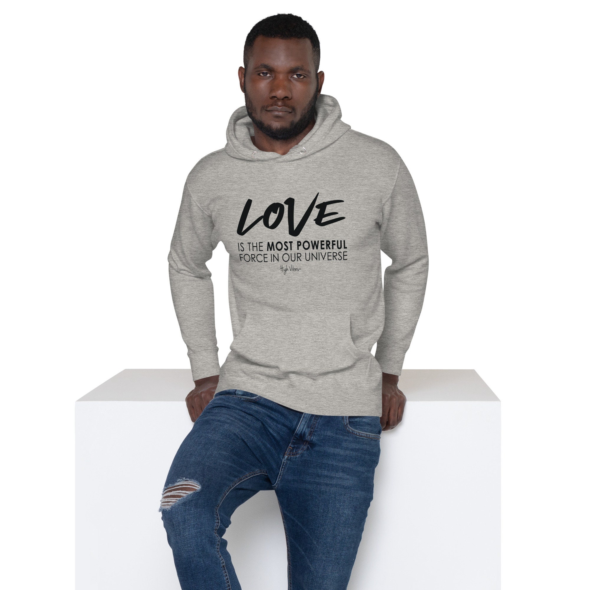 HighVibeWear High Vibes Unisex Hoodie, Raise Your Vibe, Love Is The Most Powerful Force, Positive Gift, Classic Pullover Hoodie, Mindful Message