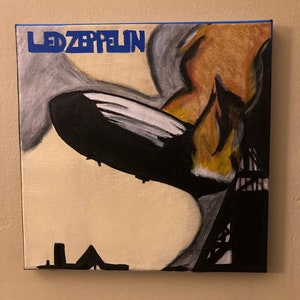 Led Zeppelin I 12x30 cm Acryl Malerei Ölpastell auf Leinwand