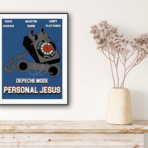 Depeche Mode &quot;Personal Jesus&quot; Minimalist Movie Poster *free background color customization*