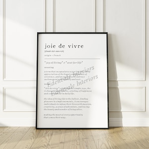 DESCARGA DIGITAL / Póster con cita Joie de Vivre / Arte mural inspirador / Una celebración de la vida / Decoración minimalista motivacional
