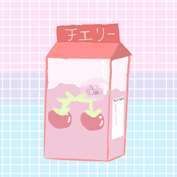 Cherry milk carton digital print Etsy
