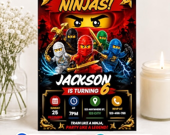 Ninja go Birthday Invitation | Fully Editable Ninja Party Template (Digital Download)