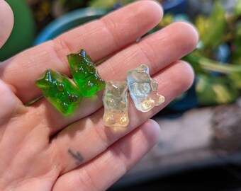 Real mini gummy bear stud earrings