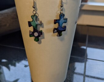 Real puzzle piece earrings