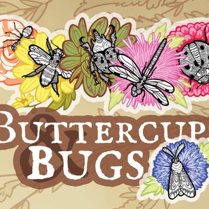 Buttercups and Bugs Sticker Set | Vinyl | Water Bottle | Cup | Tablet | Laptop