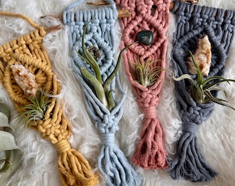 Macrame Air Plant Hanger, Mini Plant Holder, Boho Air Plant Display, Hanging Air Plant Holder, Cotton Rope Plant Decor, Gift, Indoor Plants