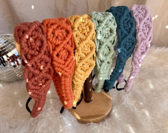 Macrame Headband, Boho Headband, Handmade Cotton Headband, Boho Hair Accessory, Knotted Headband, Bohemian Hairband, Festival Hair Accessory
