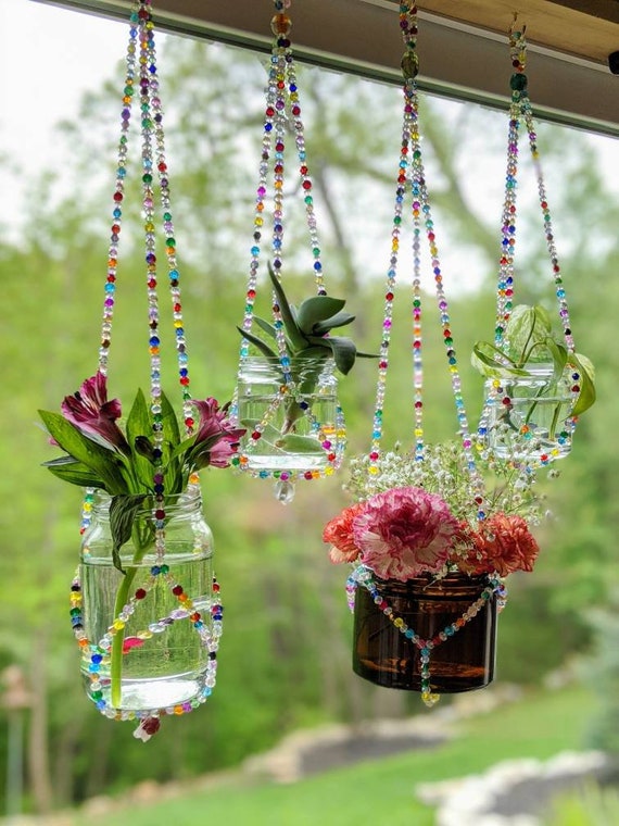 Glass Beaded Propagation Flower Hanger Sun Catcher Plant Hanger
