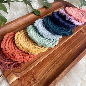 Macrame Coasters Mug Rug Boho Home Decor Coffee Table Accessories | Holiday Stocking Stuffers Christmas Birthday Housewarming Gift for her