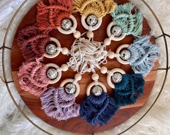 Macrame Disco Car Diffuser, Retro Rearview Mirror Car Charm, Essential Oil Car Diffuser, Hanging Macrame Disco Accessory, Boho Car Decor