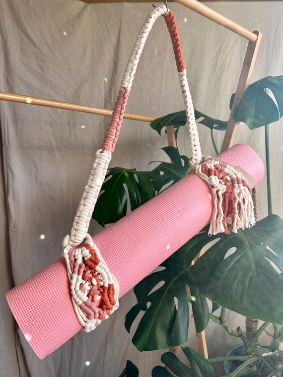 Macrame Yoga Strap, Handmade Yoga Mat Carrier, Boho Yoga Mat Holder, Cotton Rope Yoga Sling, Bohemian blanket holder, yoga gear