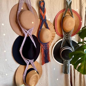 Macrame Hat Hangers | 14 Colors | Bohemian | Hat Storage | Hat Display | Christmas Gift | Hat Organization | Hat Rack | Home Decor | Holiday