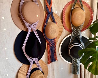Macrame Hat Hanger, Boho Hat Storage, Wall Hat Organizer, Handmade Cotton Rope Hat Holder, Western Hat Display, Boho Wall Decor