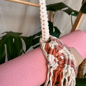 Macrame Yoga Strap, Handmade Yoga Mat Carrier, Boho Yoga Mat Holder, Cotton Rope Yoga Sling, Bohemian blanket holder, yoga gear image 6