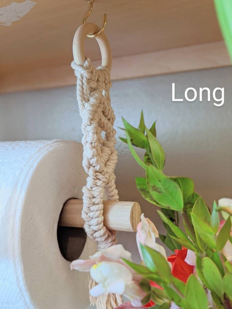 Macrame Paper Towel Holder / 22 Colors / Kitchen Towel Hanging Etsy