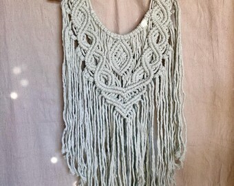 Macrame Wall Hanging, Selenite Wand Wall Decor, Crystal Macrame Wall Hanging, Boho Fiber Art, Handmade Macrame Decor, Spiritual Wall Decor