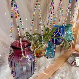 Glass beaded propagation | flower hanger | sun catcher | plant hanger | Christmas Holiday Gift | Gift for her | rainbows | boho | Vintage