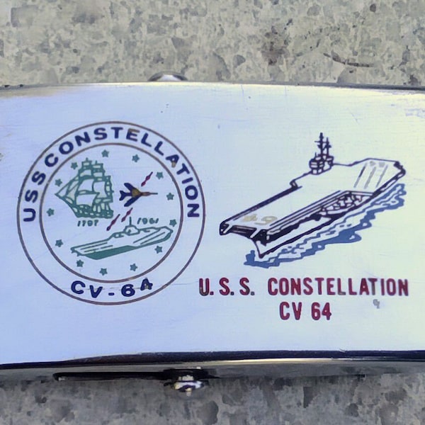 US Navy Zippo Belt Buckle - USS Constellation CV 64