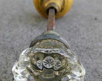 Antique Brass and 12-Point Glass Door Knob