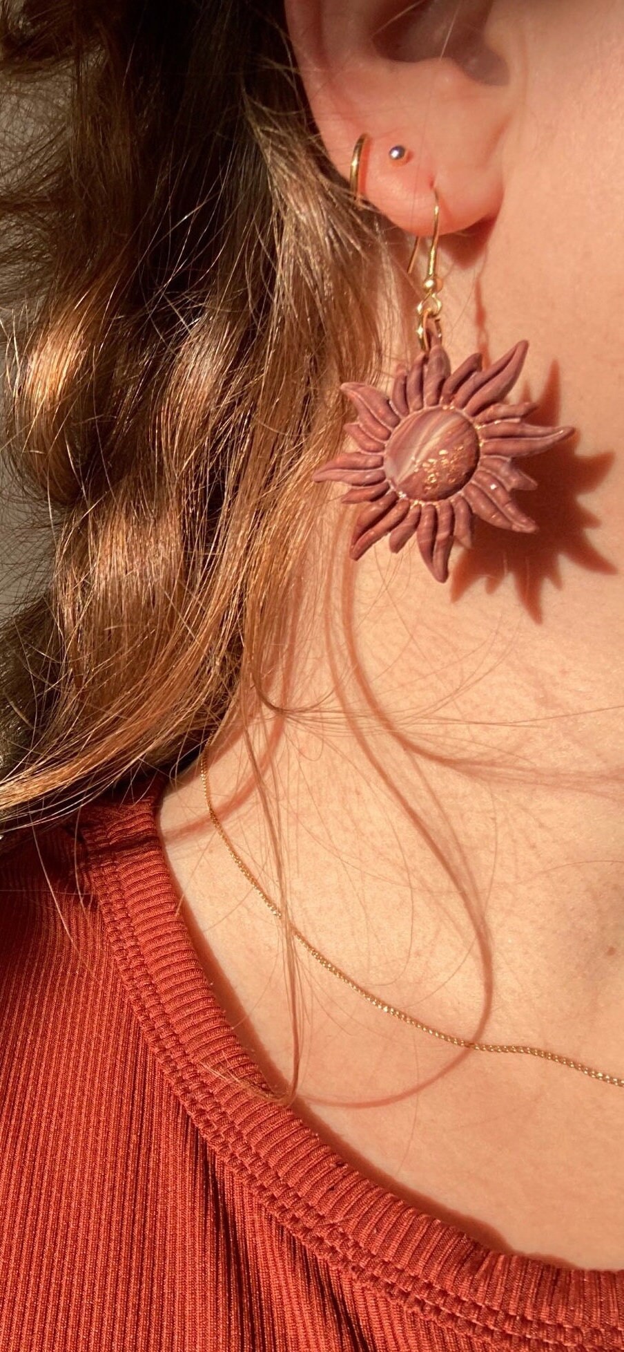 Boucles d'oreilles « Soleil Doré » en acier inoxydable Boucles d'oreilles « Soleil Doré » en acier inoxydable