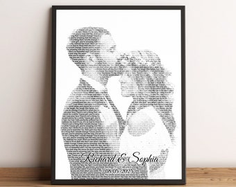 Any Song Lyrics From Photo Personalized First Dance, Any Song, 1st Anniversary Custom Favorite Song Canvas Print, Best Gift For Couples