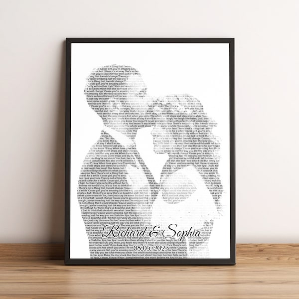 Any Song Lyrics From Photo Personalized First Dance, Any Song, 1st Anniversary Custom Favorite Song Canvas Print, Best Gift For Couples