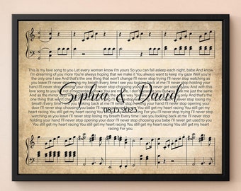 Custom Wedding Notes Canvas, Personalized Wedding Names Canvas, - Wedding Music Song - Lyric Canvas Art - Any Song Canvas Print