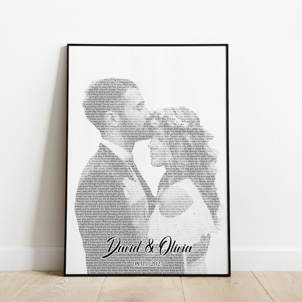 Custom Any Song Lyrics From Photo Personalized First Dance, Any Song, 1st Anniversary Favorite Song Canvas Print, Best Gift For Couples