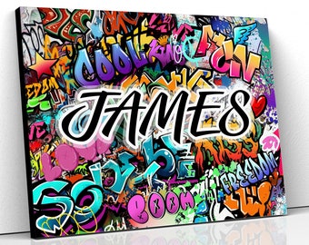 Graffiti Custom Any Name Or Last name Canvas Wall Art, Personalised Poster Print, Best Gift For Child Or Friends