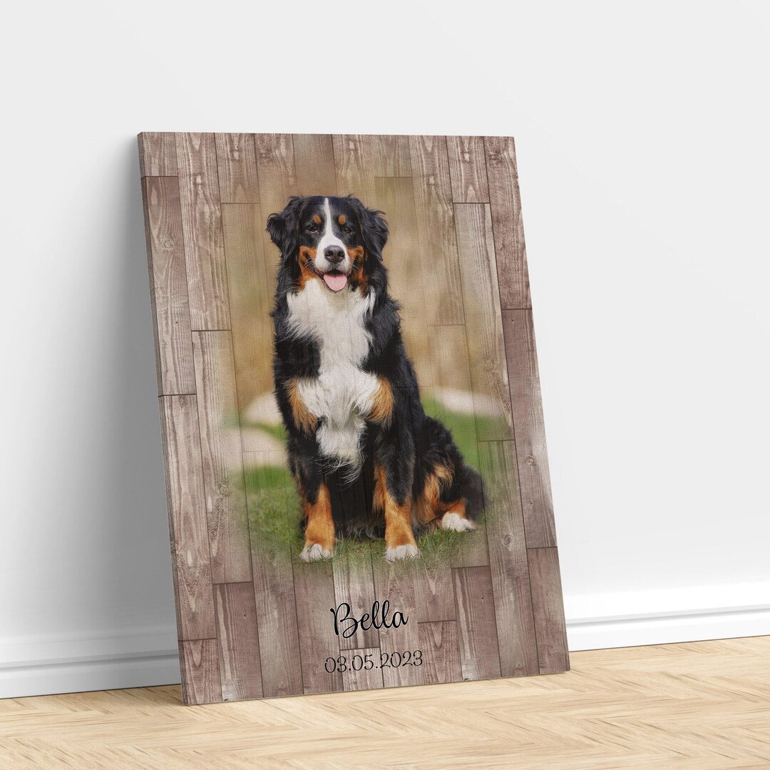 Custom Dog Portrait Canvas Wall Art Print, Personalized Gift for Pet ...
