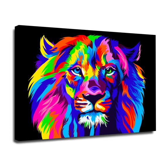 Lion Abstract Canvas Wall Art Lion Abstract Pop Art Lion Wall