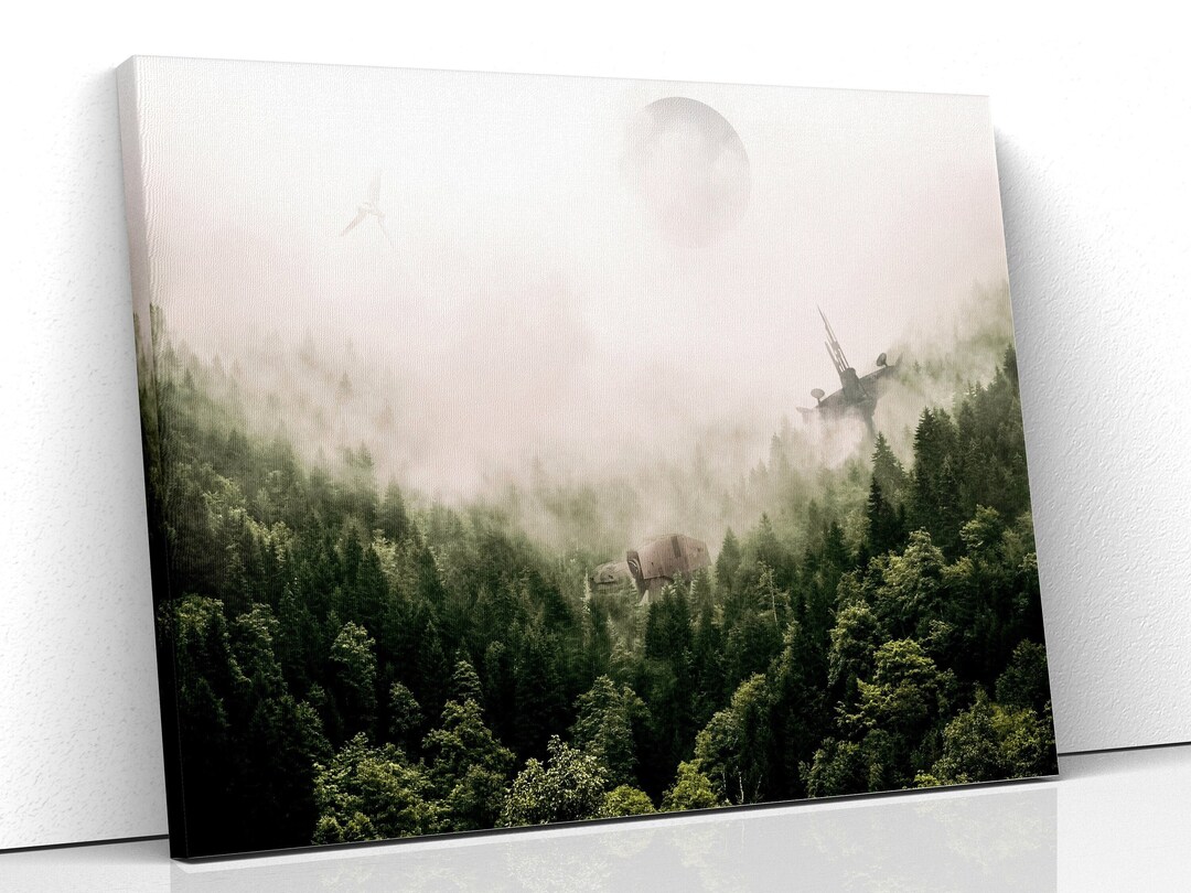 Endor Forest Area Canvas, Canvas Wall Art, Legendary Movie Art, Hand