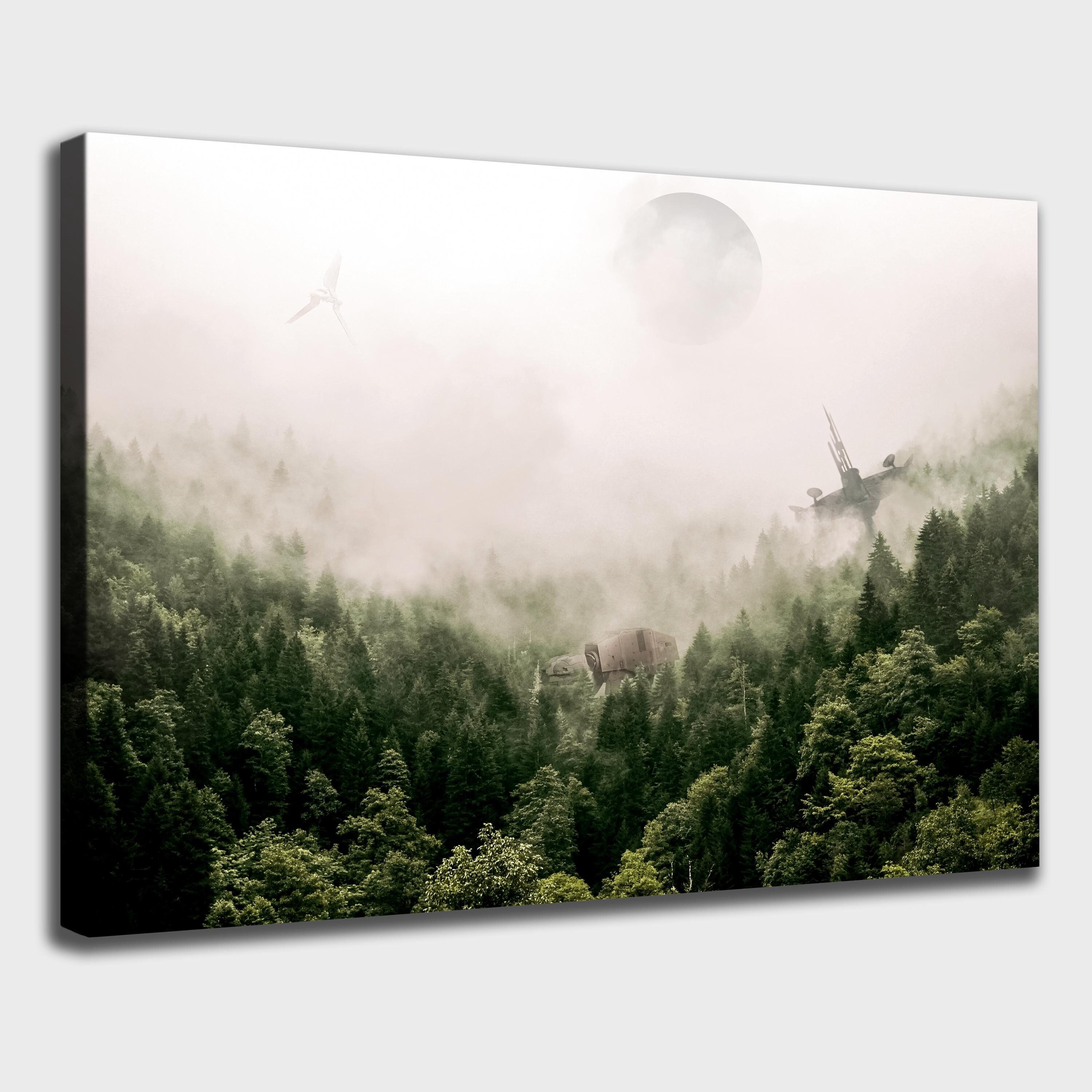 Star Wars Endor Forest Area Canvas, Canvas Wall Art, Legendary Movie Art, Hand Made Canvas Print