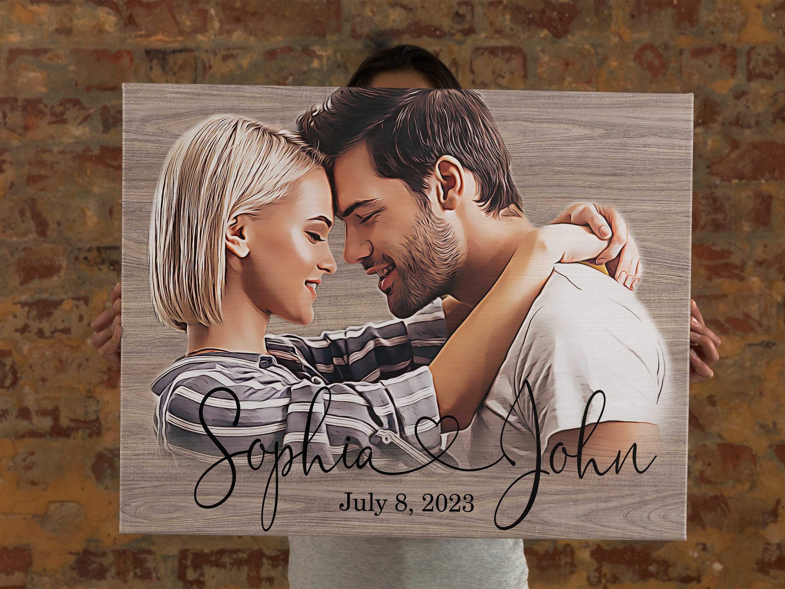 Personalized Wedding Canvas Print, Custom Gift From Photo Couple,  Personalized Oil Paint Gift for Engagement Gift for Her Anniversary Gift 