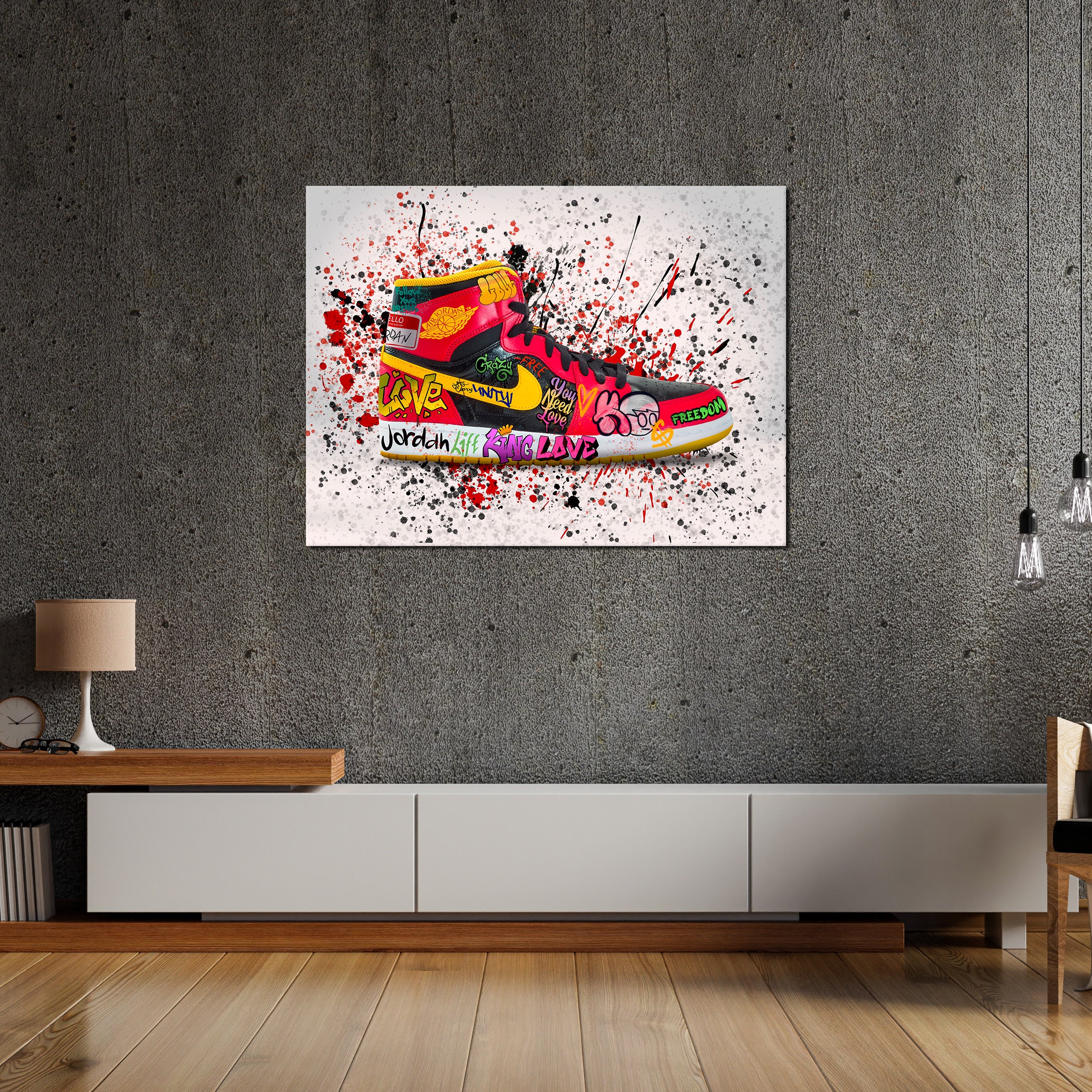 Jordan Shoes Hand Made Artist Drawing Canvas Framed Art - Etsy