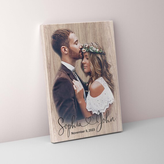 Personalized Wedding Canvas Print, Custom Gift From Photo Couple,  Personalized Oil Paint Gift for Engagement Gift for Her Anniversary Gift 