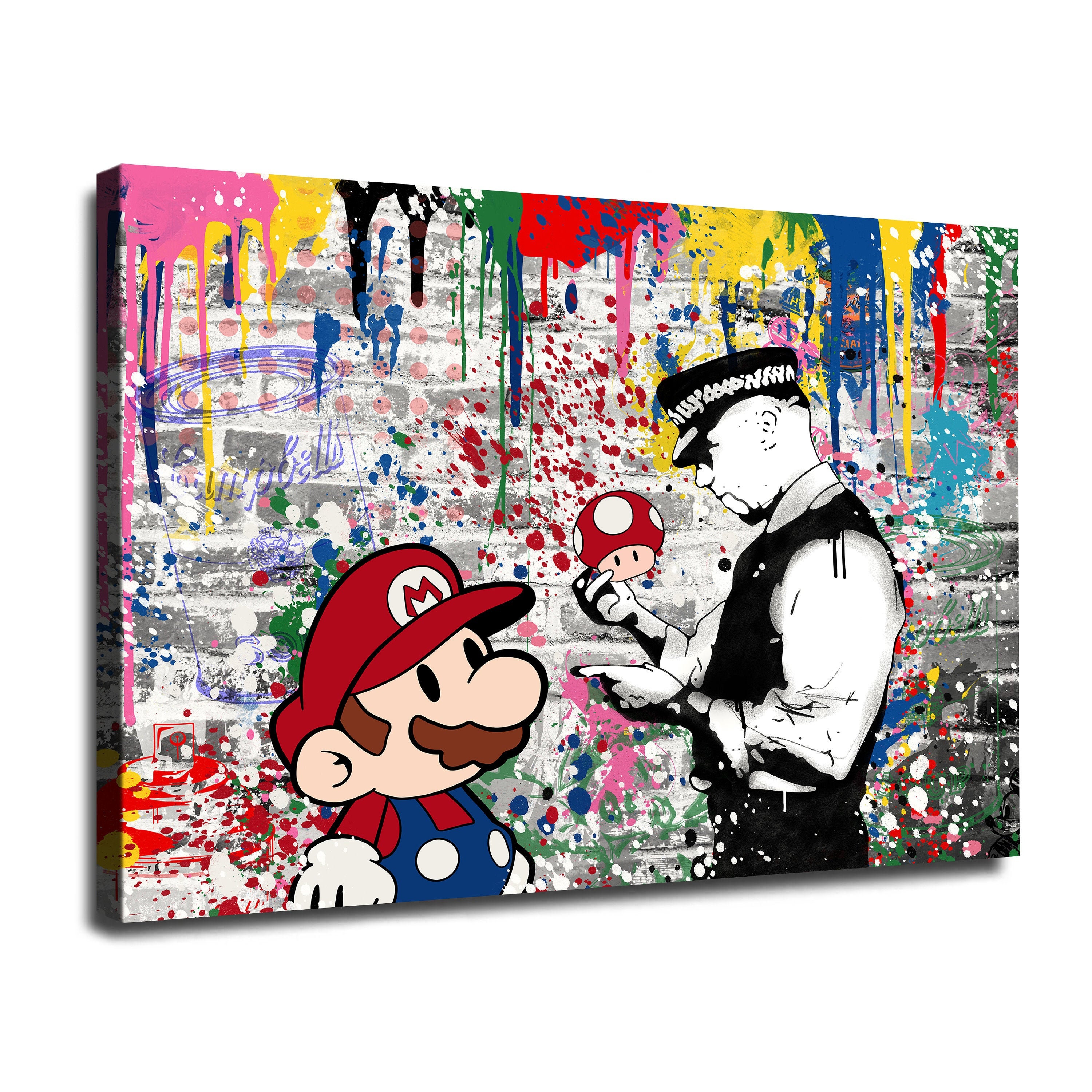 Super Mario canvas, Super Mario Bros print, Mario World art, Retro Game