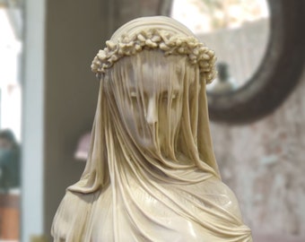 Vierge vestale voilée. 37cm. Marbre moulé. Fabriqué à la main en Espagne. Reproductions d'art antiques