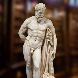 Sculpture of Hercules Farnese. Molded Marble. 60cm. Handmade in