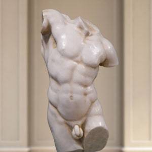 Torso des Herkules. 45cm. Geformter Marmor. Handgefertigt in Spanien. Reproduktionen antiker Kunst zur Dekoration und als Geschenk. Bild 1
