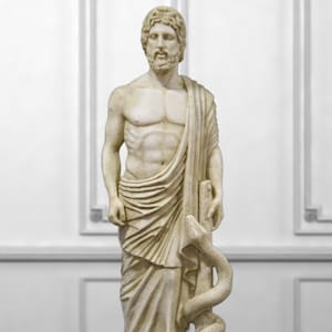 Sculpture of Asclepios, god of medicine. Molded marble. 64cm. Handmade in Spain. Ancient art. Decoration, garden and gift. image 1